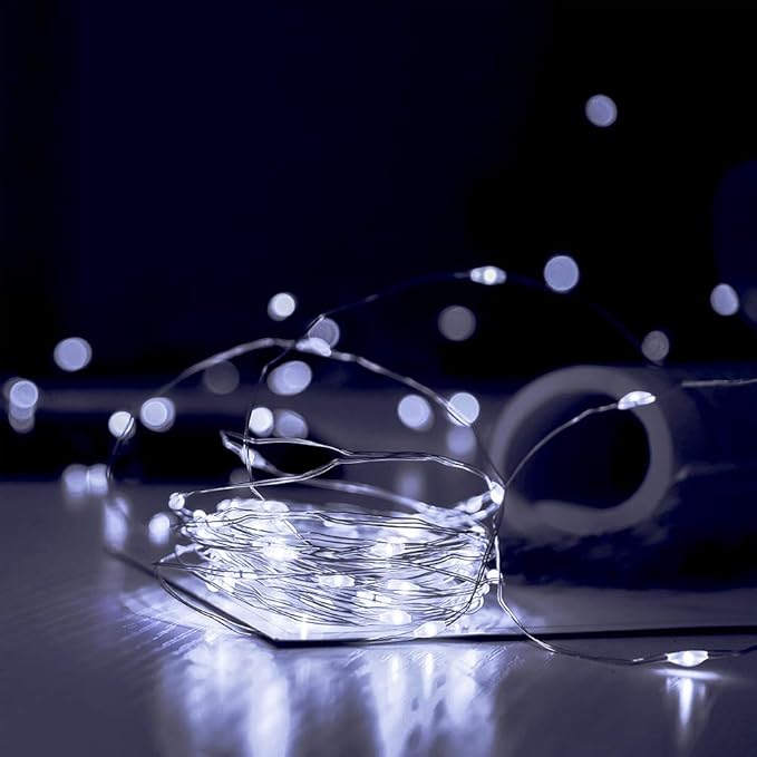 Outdoor Solar String Lights, 2 Pack 33ft 100L Solar Copper Fairy Lights,8 Modes Twinkle Lights Decor for Indoor Outdoor Patio Yard Trees Christmas Wedding Party (Cool White)