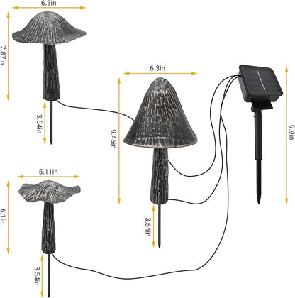Solar Lights Outdoor Decor, Solar Metal Mushroom Yard Decorations Outdoor, IP65 Waterproof Garden Decor, Gifts for Women Mom, for Yard Patio Lawn Pathway Landscape
