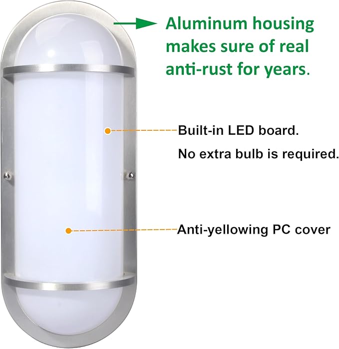 LIT-PaTH LED Bulkhead Light, Exterior Wall Light Fixture, 3000K Warm White, Aluminum, Outside Wall Sconce Lighting | Lumora