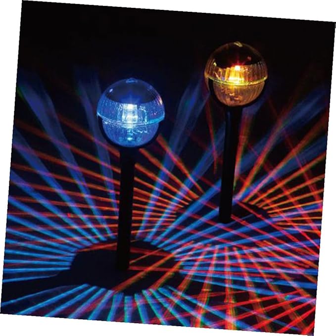 Toyvian 2pcs Solar Lawn Lights Solar Garden Path Lights with Colorful LED Powered Outdoor Landscape Lighting for Yard Patio and Courtyard Decor