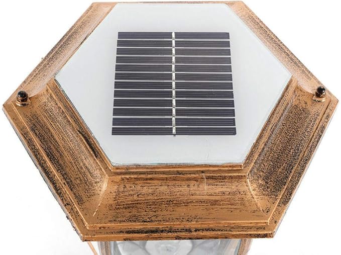 TBVECHI Solar Powered Outdoor Pillar Light Solar Landscape Pathway LED Lights Solar Post Light Waterproof Lantern Lamp for Fence Deck (Bronze x 2)