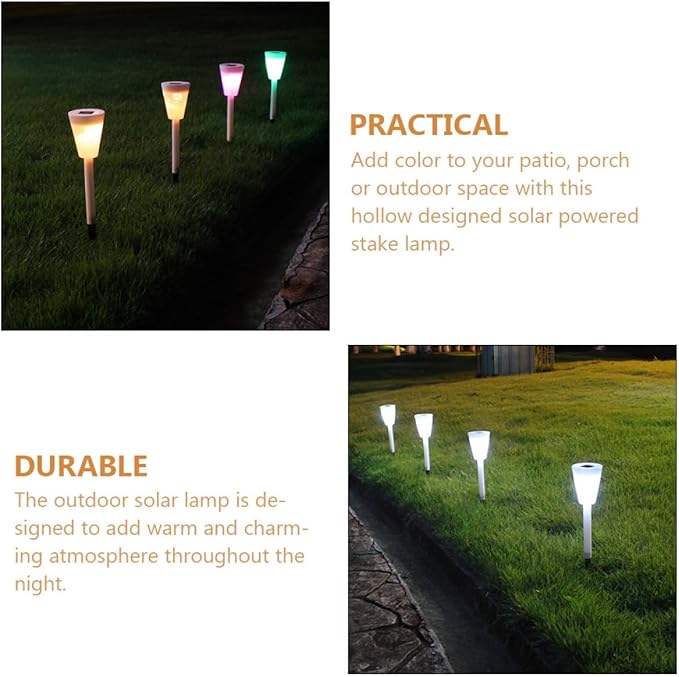Mipcase Solar Garden Stake Light Outdoor Solar Pathway Lamp White Light with Adjustable Two Modes Hollow Insect Pattern for Yard and Patio Random Color