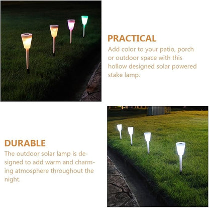 Solar Lawn Stake Lamp Outdoor Solar Pathway Light White Light with Adjustable Two-Mode Colorful Butterfly Hollow Stake for Garden Yard, Solar-Powered Landscape Lighting Random
