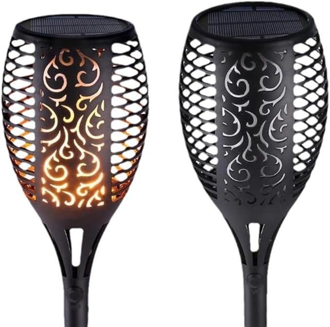 Solar Flame Torch Light, 2 Pack Outdoor Stake Decorative Lighting Yard Pathway, 12LED Portable Energy Saving Outdoor Light