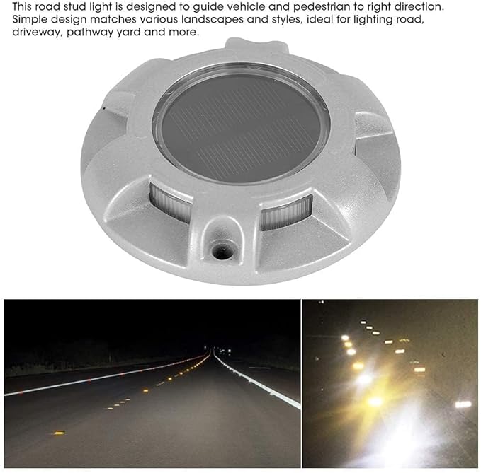 Cyrank Solar Deck Lights, Driveway Dock LED Light Solar Powered Outdoor Waterproof Road Markers for Step Sidewalk Stair Garden Ground Pathway Yard（Yellow Light）