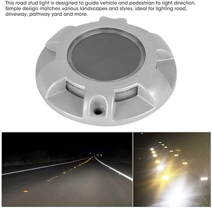 Cyrank Solar Deck Lights, Driveway Dock LED Light Solar Powered Outdoor Waterproof Road Markers for Step Sidewalk Stair Garden Ground Pathway Yard（Yellow Light）