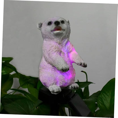 Uonlytech Solar Led Polar Bear Lawn Light Colorful Garden Lamp for Outdoor Landscape Decoration Automatic Night Lighting for Pathways Flowerbeds and Walkways