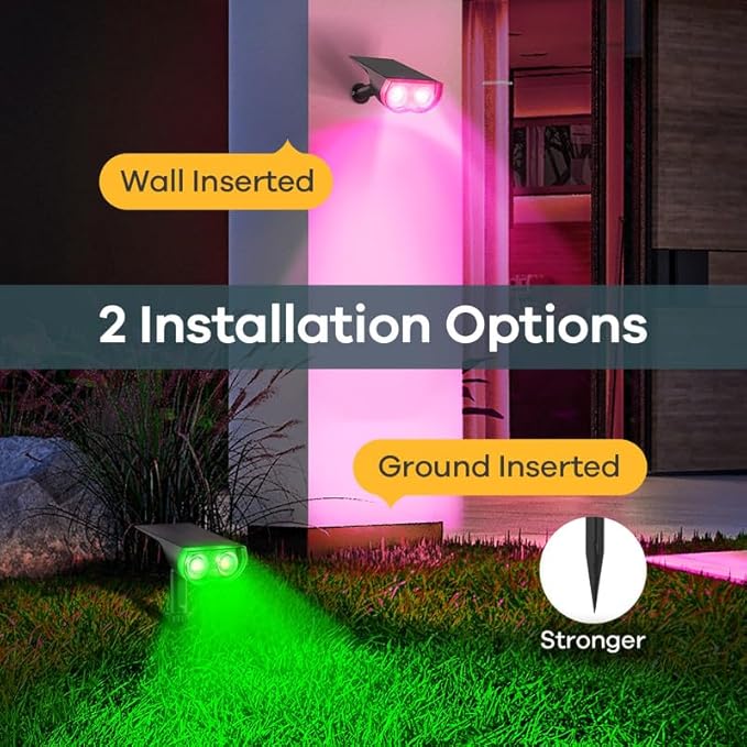 Linkind Solar Lights Outdoor Waterproof IP65, StarRay RGB Solar Spot Lights Outdoor, Color Changing Outdoor Solar | Lumora