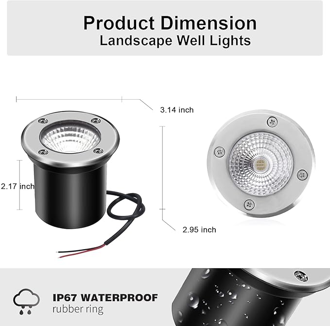 RGBW Low Voltage Landscape Light In-ground Lights with Connectors LED Well Light Waterproof IP67 3W DC12V Color | Lumora