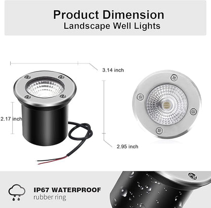 RGBW Low Voltage Landscape Light In-ground Lights with Connectors LED Well Light Waterproof IP67 3W DC12V Color Changing Outdoor In-Ground Lights Pathway Garden Deck Driveway Lamp(Multicolor)
