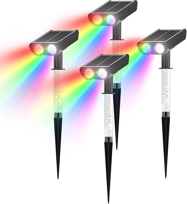 Color Changing Solar Spot Lights Outdoor with PC Light Guide Column, 8 Lighting Modes Christmas Outdoor Spotlight | Lumora