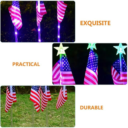 Solar Decorative Lights LED Outdoor Solar Lights America Flag Decorative Flags Patriotic Garden Flag Solar Landscaping Spotlights Solar Garden Lights Outdoor LED Flagpole Lights