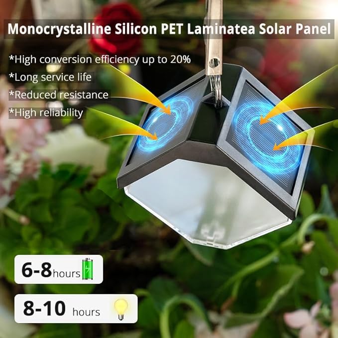 Hanging Solar Lights Landscape Path Lights Outdoor Waterproof Ice Block Lantern with Ring Clip Wall mounted DIY String Light Christmas Decor Tree Yard Garden Patio Fence (1 pack warm white & RGB)