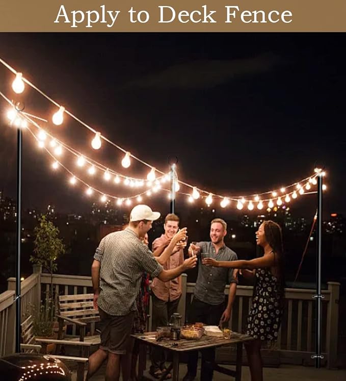 10ft String Light Poles for Outdoors, Outside Light Poles for Deck, Fence, Backyard, Patio, Outdoor Lighting, Matte | Lumora
