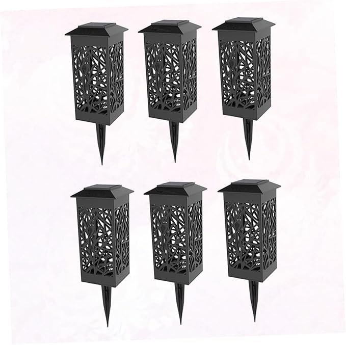 6pcs Solar Hollow Lawn Lights Outdoor Landscape Lighting Black Warm White for Garden Walkway Energy Saving Solar Step Lights