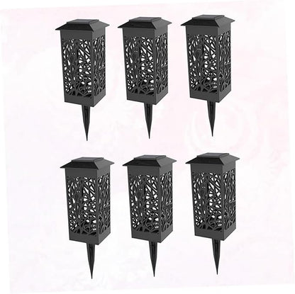 6pcs Solar Hollow Lawn Lights Outdoor Landscape Lighting Black Warm White for Garden Walkway Energy Saving Solar Step Lights