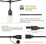 LED Patio String Lights, 35ft 18 Lights Solar Powered, E26 Socket with S14 Bulbs Weatherproof Outdoor Bistro Lights | Lumora