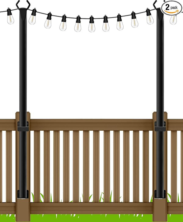 AILBTON 4.8Ft String Light Poles 2 Pack,Light Poles for Outside Lights,Outdoor with Fence Brackets Hanging | Lumora