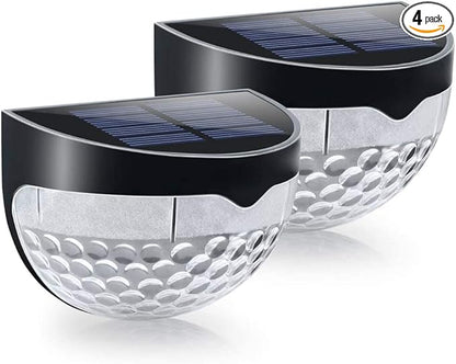 2-Pack LED Solar Fence Post Lights Outdoor Waterproof Auto On/Off Wall Mount Decorative Deck Lighting for Garden Patio Yard Path and Driveway (Black Housing, Cool White)