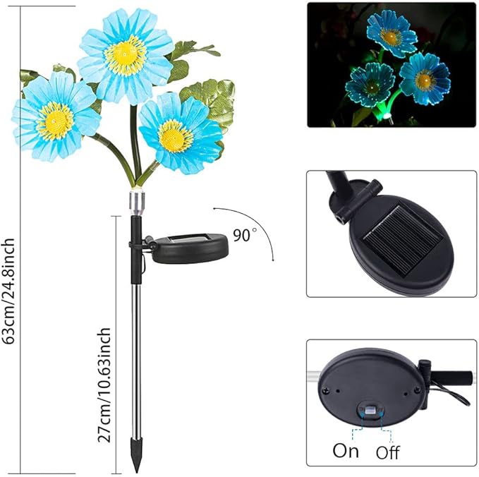 EpicGadget Solar Garden Flowers Solar Lights - Outdoor LED Waterproof Flowers Garden Decorative Stake Light for Walkway Pathway Backyard Christmas Decoration Parties (2 Pieces) (Warm White)