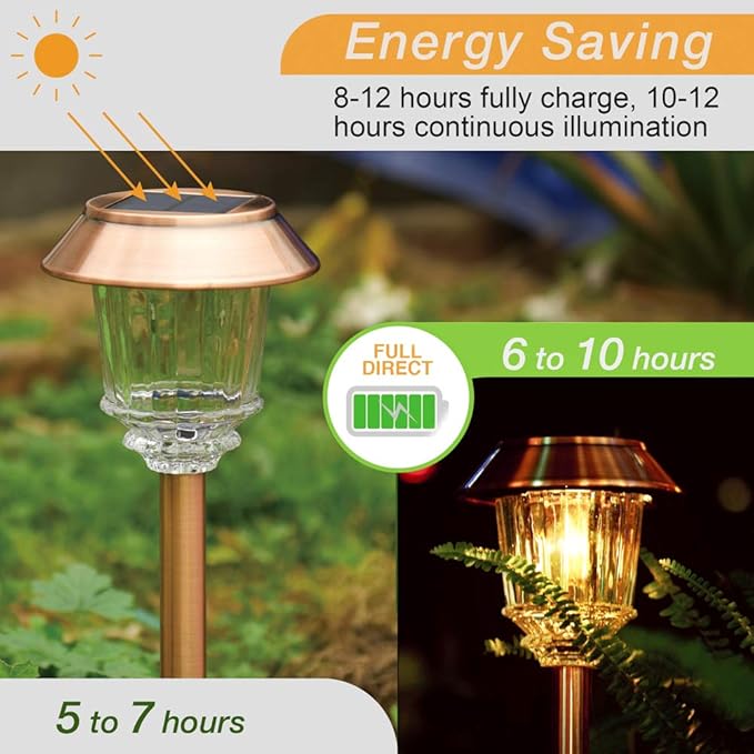 XMCOSY+ Solar Pathway Lights Dimmable - 4 Pack Outdoor Garden | 6 Pack Solar Pathway Lights Waterproof