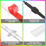 40ft COB RGB+IC LED Strip Lights, IP67 Bright Dream Color COB LED Light Strip with RF Remote App Control Music Sync | Lumora