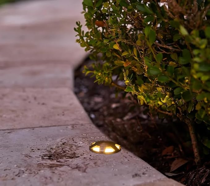 VOLT 12V 1W 2700K Warm White IP67 Watertight 116 Lumen Solid Brass BuddyPro LED Puck Light (Turret Top) for Deck, Step or Hardscape Outdoor Lighting