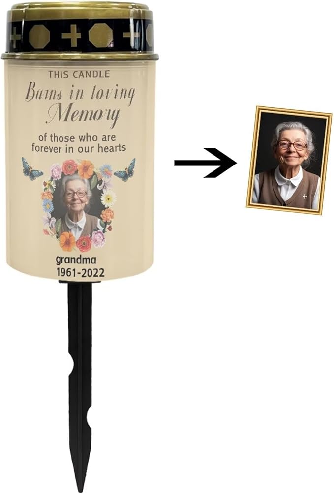 Solar Lights Outdoor Water-Resistant Cemetery Solar Lights for Grave 2 Pcs Memorial Solar Lights for Graves Memorial Solar Lights Buins in Loving Memory
