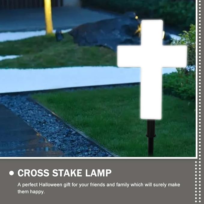 Uonlytech Solar Cross Garden Light, Cross Shaped Memorial s Cemetery Decorations for Grave Outdoor, Remembrance Halloween Decor