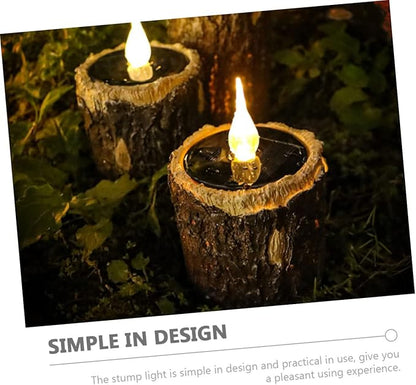 Mipcase Solar Stump Light Outdoor Landscape Light for Garden Patio and Pathway Durable Solar-Powered Decorative Lighting with Realistic Wood Grain Design