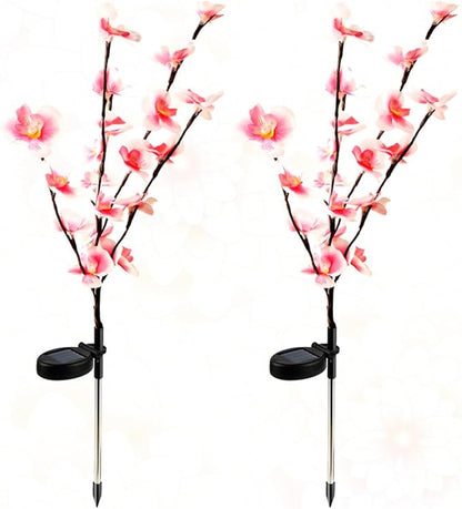 2pcs Solar Garden Orchid Flower Pathway Lights Outdoor Waterproof Pink Solar Landscape Lighting for Patio Yard Walkway