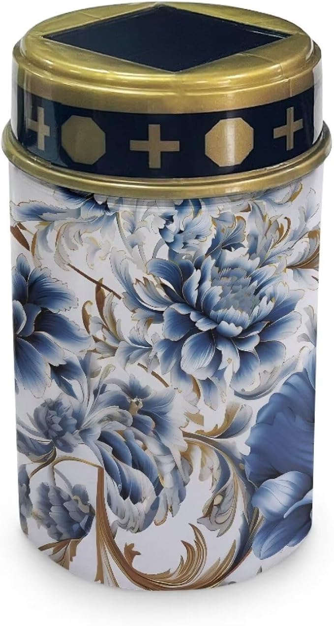 Blue Floral Cemetery Solar Lights Eternal Lights for Cemetery Solar Powered Solar Outdoor Lights Waterproof Decorative for Outside Yard Landscape Path Walkway Driveway Lawn Decor