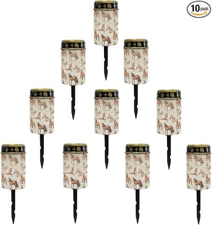Western Horse Solar Pathway Lights,Solar Lights Outdoor Waterproof Garden Stake Lights for Outside Yard Patio Landscape Lighting Flameless Warm White Pathway Lights Spotlights