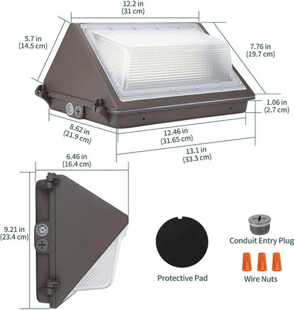 kadision LED Wall Pack with Dusk-to-Dawn Photocell, 60W 7800lm 5000K 100-277V IP65 Waterproof Outdoor Wall Light Fixture, 150-200W HPS/MH Replacement, ETL/cETL Listed