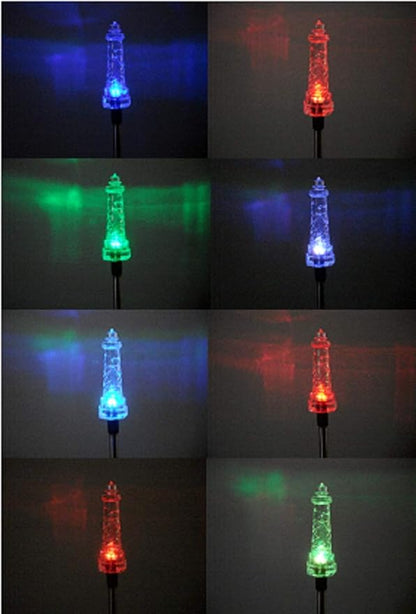 Set of 1 Solar Garden Stake Lights with Color Changing LED or Regular White LED Landscape Path Lights (1 Piece) (Lighthouse)