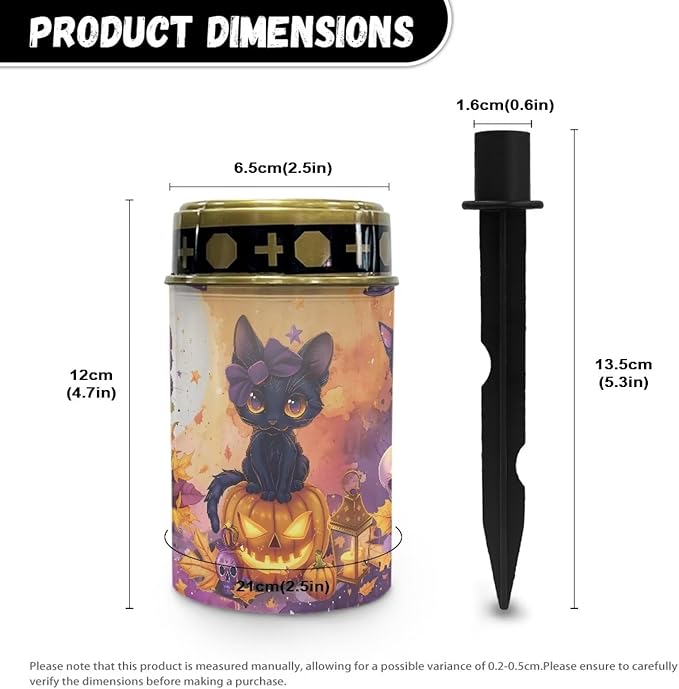 Black Cat and Pumpkin Solar Light Outdoor for Cemetery, Waterproof Garden Lights Solar Powered, Solar Lights for Garden, Balcony, Yard, Gifts for Memorial