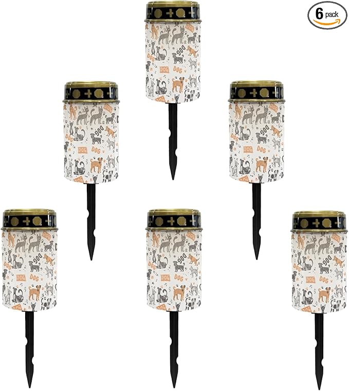 Funny Dog Solar Lantern Outdoor Waterproof Solar Garden Stake Lights for Yard Patio Warm White Soler Pathway Lights LED Landscape Lighting Flameless Solar Powered Fairy Lights