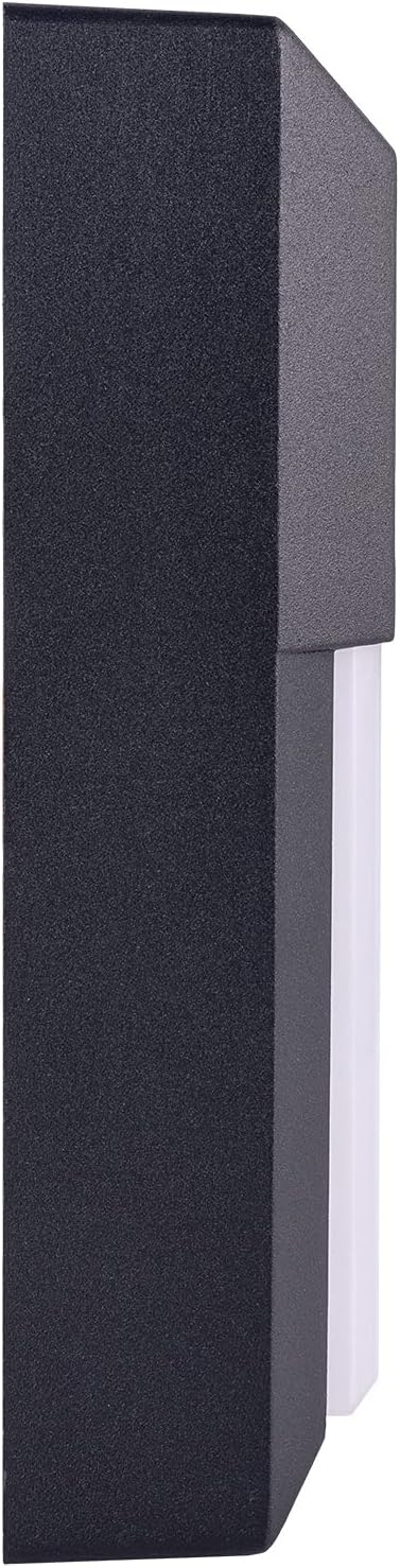 LIT-PaTH Outdoor LED Wall Lantern, Wall Sconce as Porch Lighting Fixture, 12W 1000 Lumens, Aluminum Housing Plus PC, 5000K Black Finish, 1-Pack