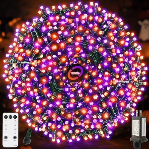 Chuya Halloween Lights Outdoor Indoor,Orange Purple Lights 300 LED 105FT