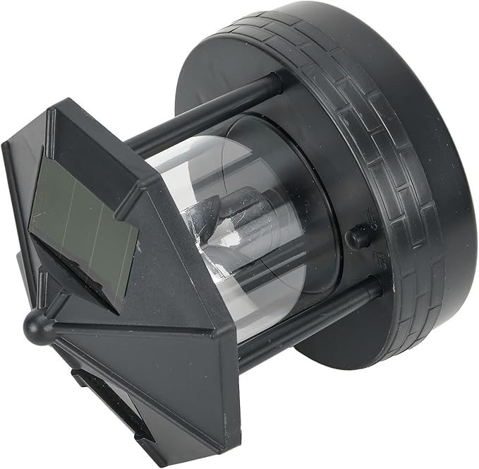 Solar Powered Lighthouse, for 360 Degree Rotating Lamp IP65 Solar Lighthouse Landscape Path Lights Garden Yard Outdoor Decor(Black)