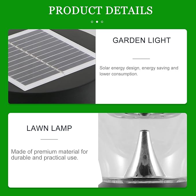 ibasenice Solar Lawn Light LED Outdoor Waterproof Garden Path Lamp Solar Energy Landscape Lighting for Yard Patio Round Shape