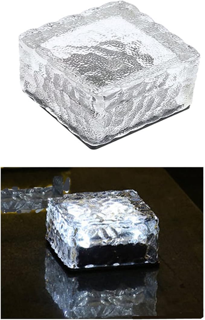 Outdoor Ice Cube Bricks Rocks Lights Solar Powered LED In Ground Pathways Patio Yard Garden Glow Lights Decor