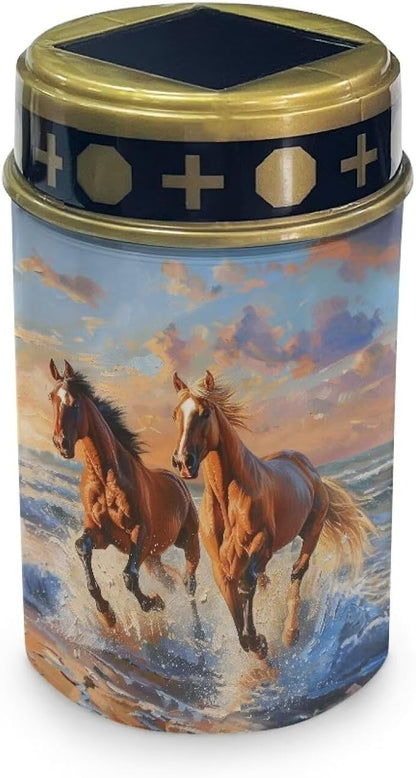 ZOUTAIRONG Horses Pattern Solar Glass Light Garden Stake Light, Cemetery Decorations for Grave Outdoor Lights, Garden Lawn Yard Patio Decor-4 Pack