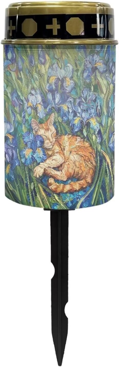 Cat Flower Solar Garden Lights Outdoor Decorative Solar Stake Lights-Waterproof Warm White LED for Remembrance Gifts Cemetery Grave