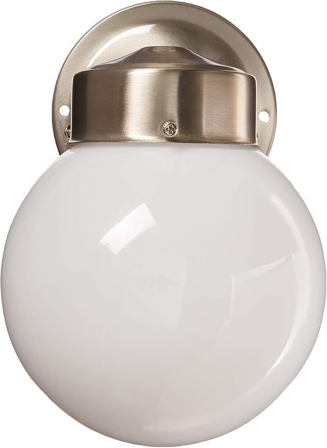 Nuvo SF76/705 Porch Wall Fixture with Globe, Brushed Nickel, Polished Brass | Lumora