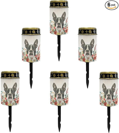 Boston Terrier Solar Garden Lights,Pathway Garden Lights Solar Outdoor LED Solar Powered Firay Lights for Outside,Solar Stake Lights for Yard Patio,Easy to Install