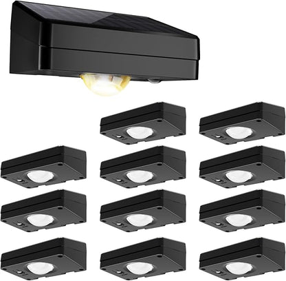 Solar Fence Lights Outdoor Waterproof 12 Pack,Solar Deck Lights with Warm & Cool White + RGB Modes (Fixed/Jump/Breath),10 Colors LED Step Lights,Dusk to Dawn Wall Lights for Patio,Yard,Stairs,Pathway