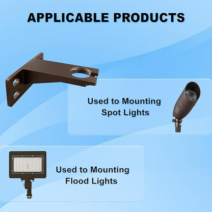 Landscape Lighting Gutter Brackets, Mounting Bracket Base Plate for Spotlights Spot Flood Lights, Outdoor Landscape Lighting Mounting Accessories, Die-Cast Aluminum, Bronze, Pack of 6