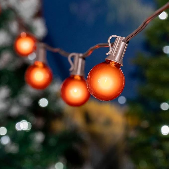 100 Foot G40 Outdoor Patio String Lights with 125 Orange Globe Bulbs – Indoor Outdoor String Lights – Market Bistro | Lumora