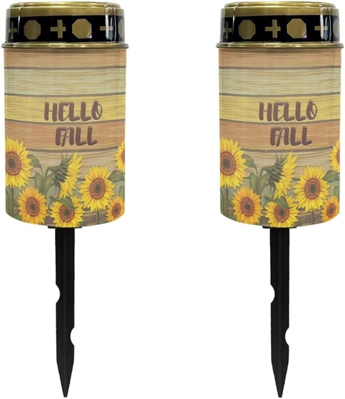 Hello Fall Solar Powered Garden Lights Pathway Solar Lights Outdoor LED Solar Light Long Lasting Solar Light Bright Solar Garden Lights Waterproof Garden Lights